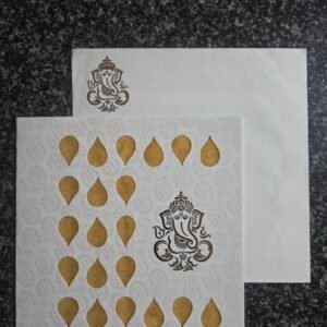 White Paisley-Embossed Wedding Invitation Card