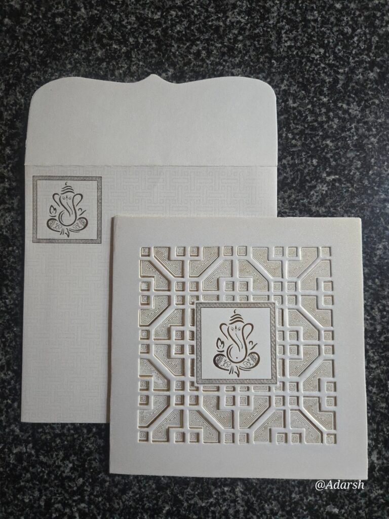 Off-White Laser-Cut Maze Lattice Wedding Invitation Card