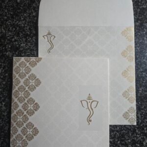 White Damask Shimmer Invitation Card