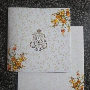 Yellow Floral Calico Wedding Invitation Card