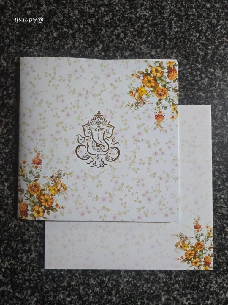 Yellow Floral Calico Wedding Invitation Card
