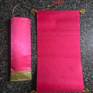 Rani Pink Satin Scroll Invitation Card