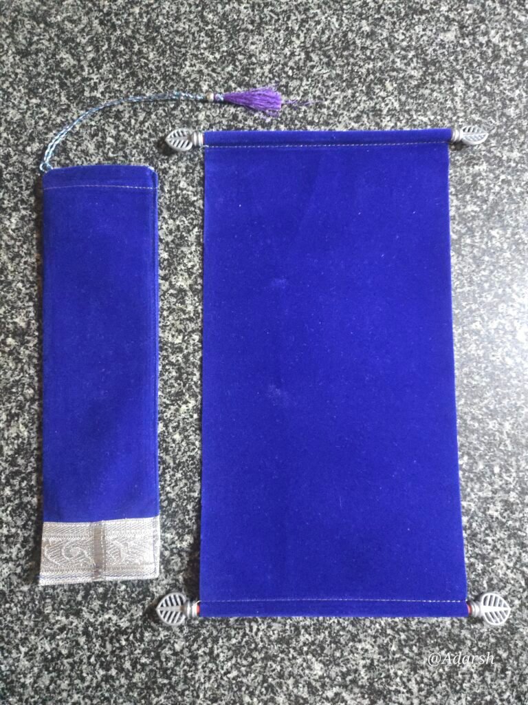 Royal Blue Velvet Scroll Invitation Card