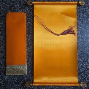 Mustard Yellow Satin Scroll Invitation Card