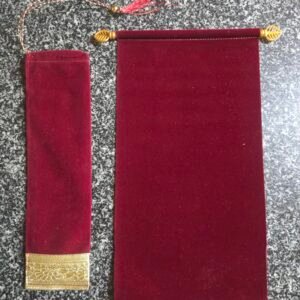 Maroon Velvet Scroll Invitation Card
