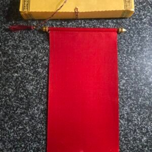 Red Satin Scroll Invitation Card with a Contrast Gold Box