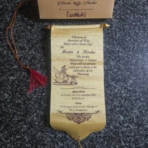 Cream/Gold Satin Scroll Wedding Invitation Card