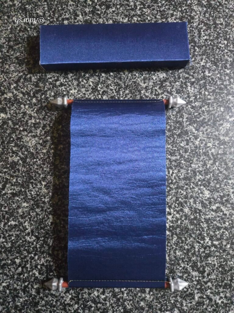 Royal Blue Silk Scroll Wedding Invitation Card