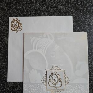Self-Textured Ganesha Wedding Invitation Card