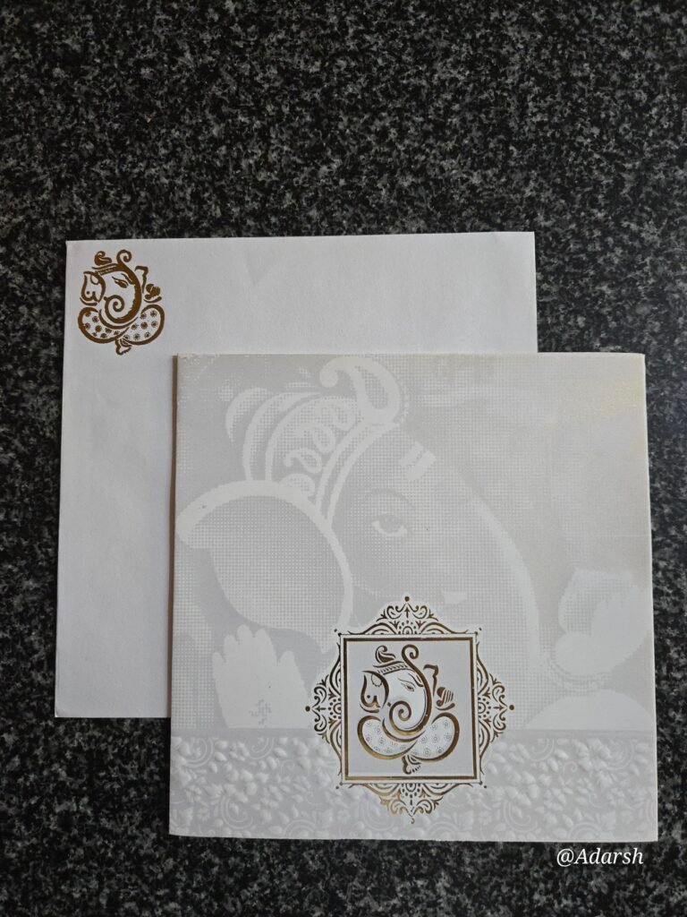 Self-Textured Ganesha Wedding Invitation Card