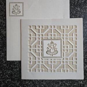 Intricate Laser-Cut Greek Key Geometric Ganesha Wedding Invitation Card