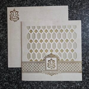 Intricate Laser-Cut Geometric Ganesha Wedding Invitation Card
