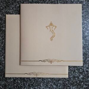 Minimalist Pastel Grey/Beige Ganesha Wedding Invitation Card