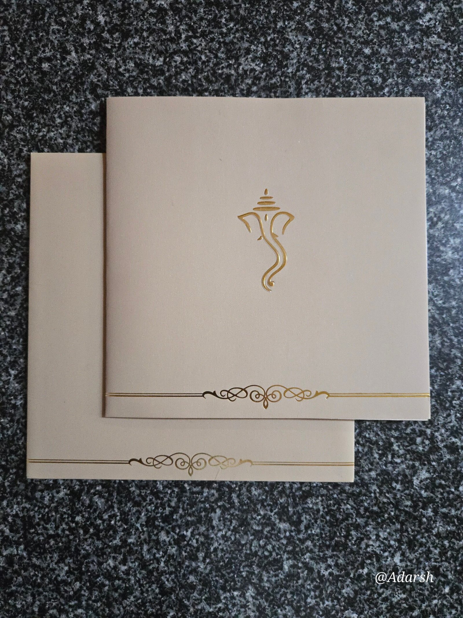 Minimalist Pastel Grey/Beige Ganesha Wedding Invitation Card