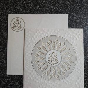Embossed Mandala Ganesha Square Wedding Invitation Card