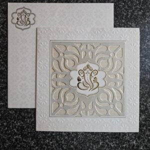 Embossed Die-Cut Ganesha Square Wedding Invitation Card