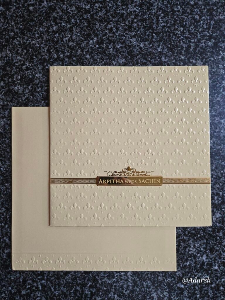 Self-Embossed Cream Square Wedding Invitation Card