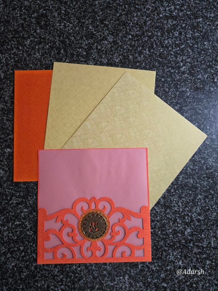 Laser-Cut Pocket Multi-Leaf Wedding Invitation Card