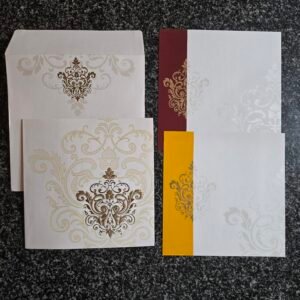Multi-Leaf Damask Motif Wedding Invitation Card