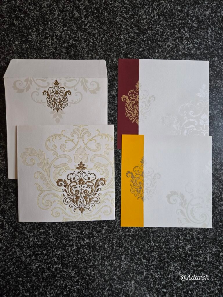 Multi-Leaf Damask Motif Wedding Invitation Card