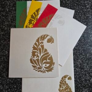 Multi-Leaf Paisley Motif Wedding Invitation Card