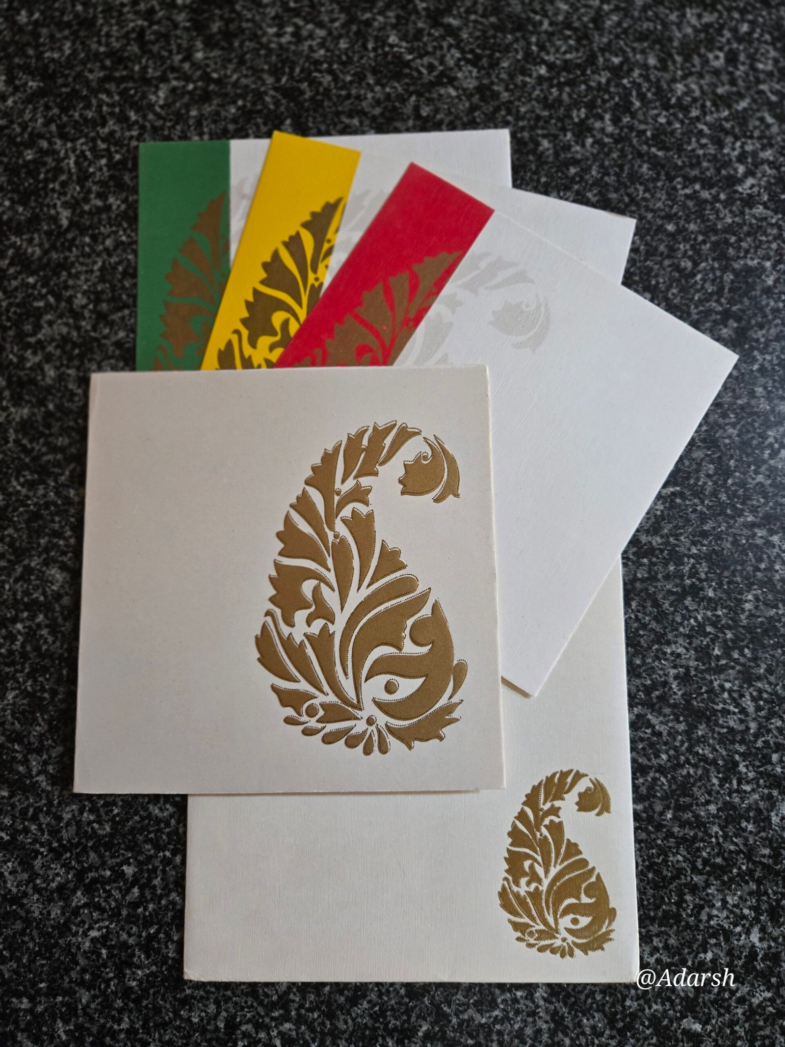 Multi-Leaf Paisley Motif Wedding Invitation Card