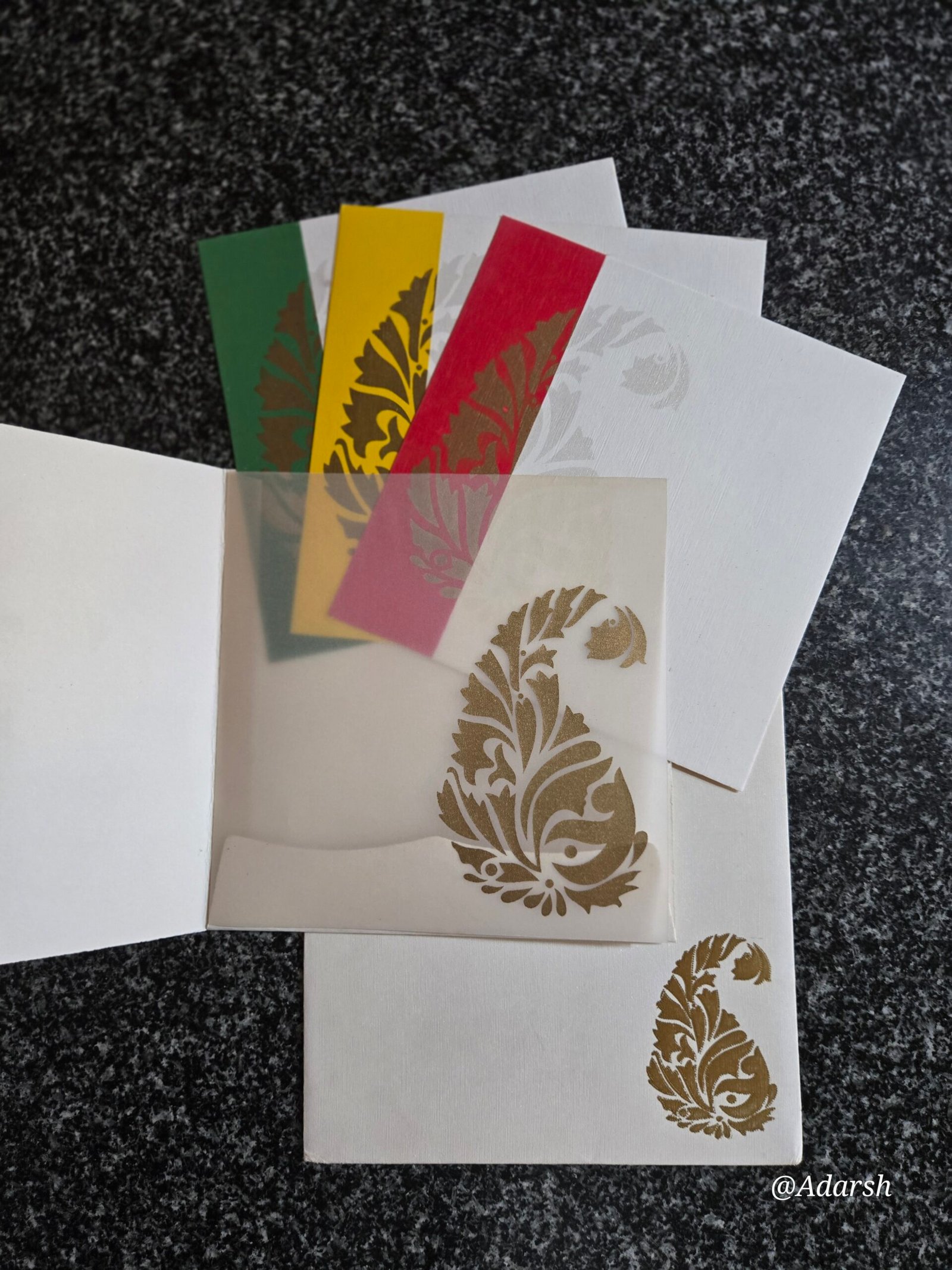 Multi-Leaf Paisley Motif Wedding Invitation Card - Image 2
