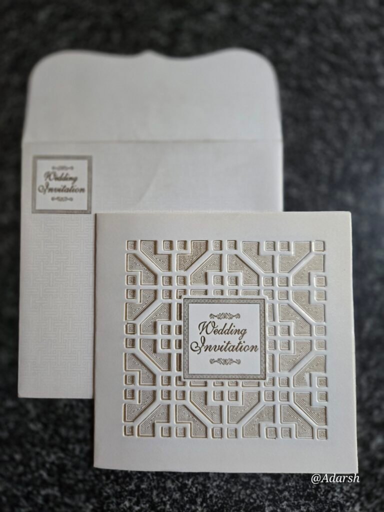 Embossed Geometric Square Wedding Invitation Card