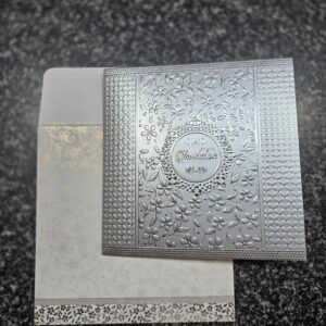 Metallic Silver Embossed Square Invitation Card
