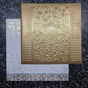 Metallic Gold Embossed Square Invitation Card