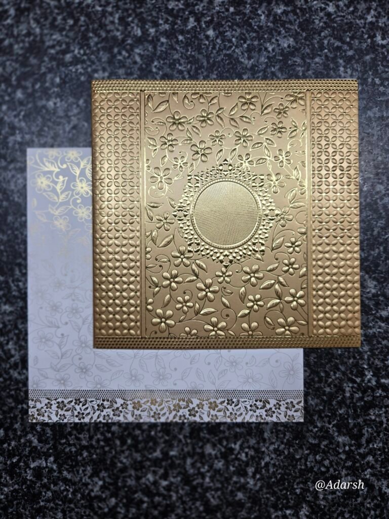 Metallic Gold Embossed Square Invitation Card