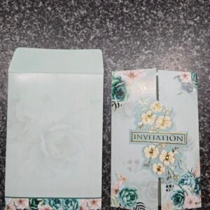 Mint Green Gatefold Floral Invitation Card