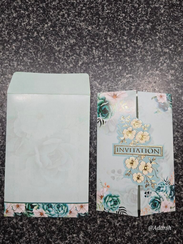Mint Green Gatefold Floral Invitation Card