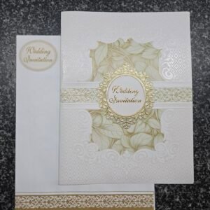 Gold filigree medallion and leaf silhouette Invitation Card