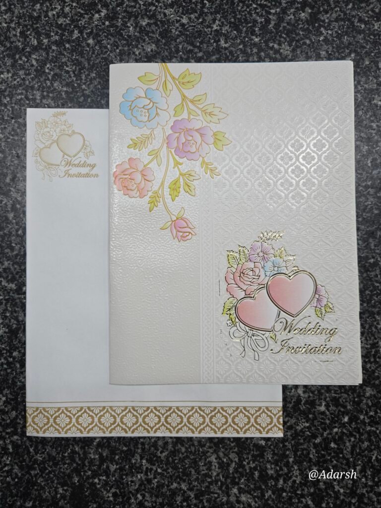 Interlocking hearts and multi-colored pastel floral Invitation Card