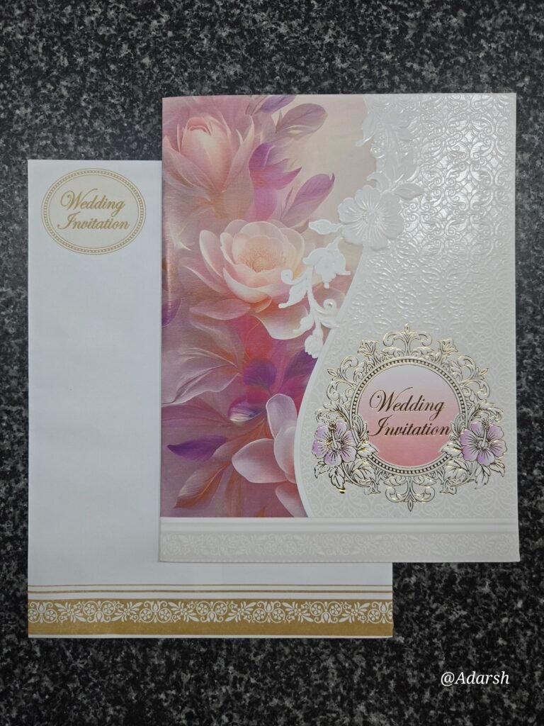 Purple floral and diagonal split texture Invitation Card