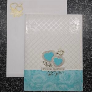 Interlocking hearts and sky blue rose theme Invitataion Card