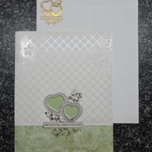 Interlocking hearts and green rose theme Invitation Card