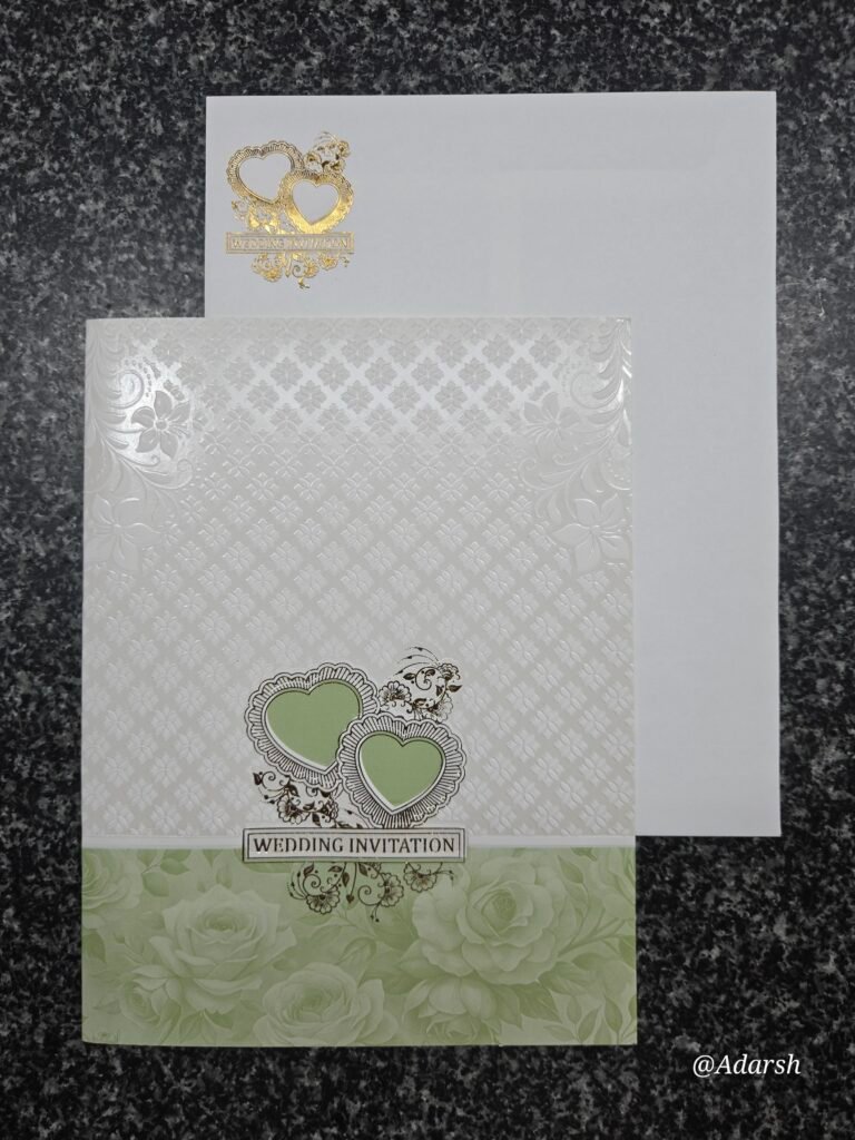 Interlocking hearts and green rose theme Invitation Card