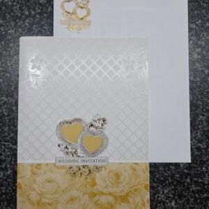 Interlocking hearts and golden rose theme Invitation Card