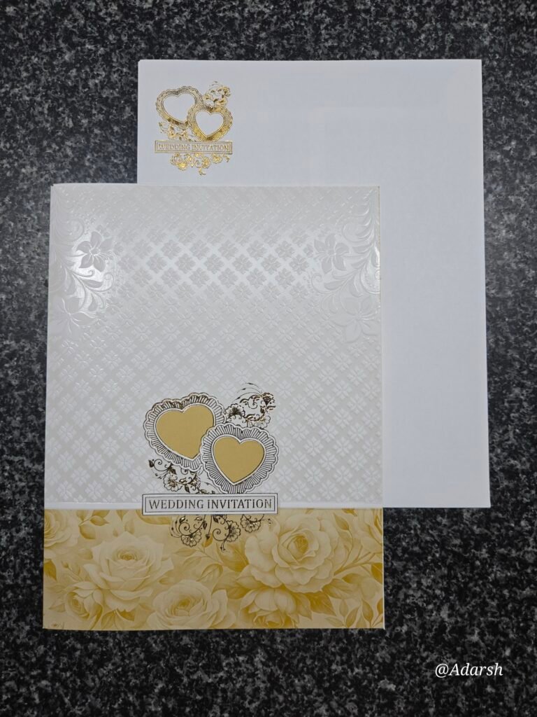 Interlocking hearts and golden rose theme Invitation Card