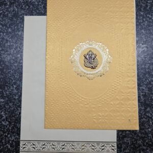 Royal Ganesha medallion theme in a rich yellow-gold palette Card