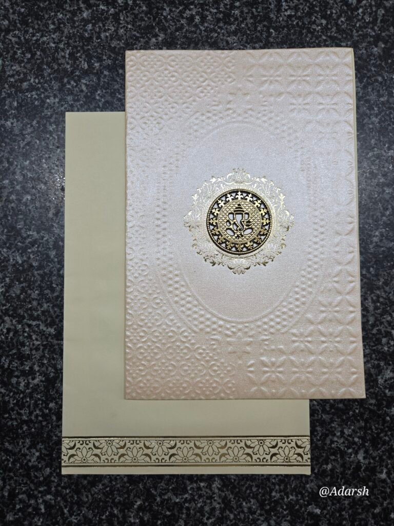 royal Ganesha medallion on a premium shimmering cream base Card