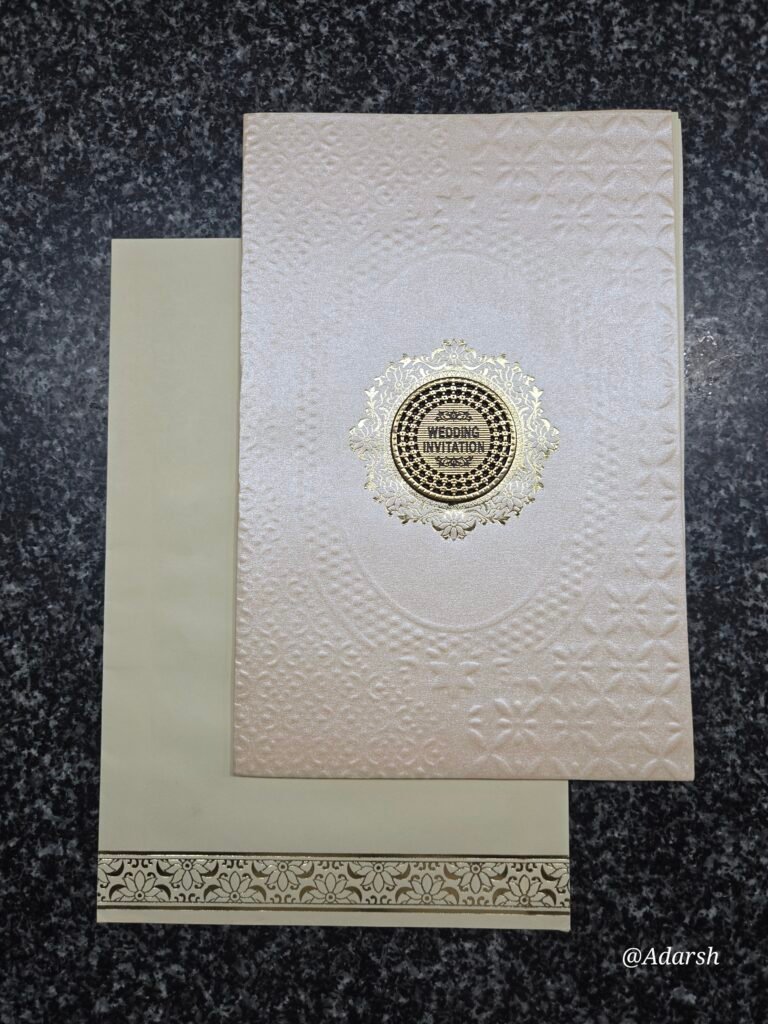 Elegant text-based medallion on a premium shimmering cream base Card