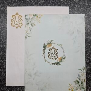 A modern pastel botanical and Ganesha Invitation Card