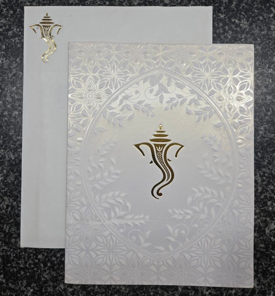 a minimalist and modern Ganesha motif Wedding Card