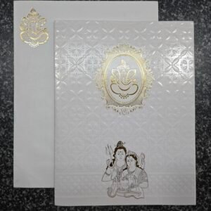 Shiva-Parvati and Ganesha on a textured pearlescent base Card