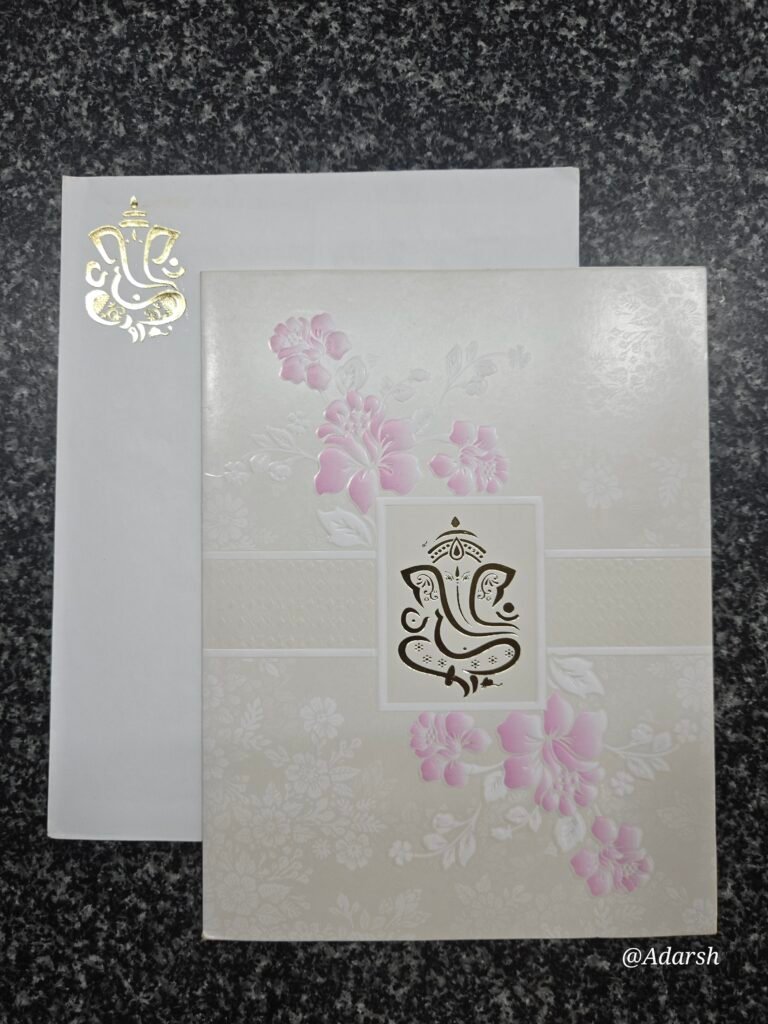 Elegant Ganesha and floral Wedding Card