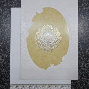 Gold filigree on warm cream-gold and white embossed base Invitation Card