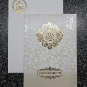 Gold filigree and text-banner on ivory embossed base Ivitation Card